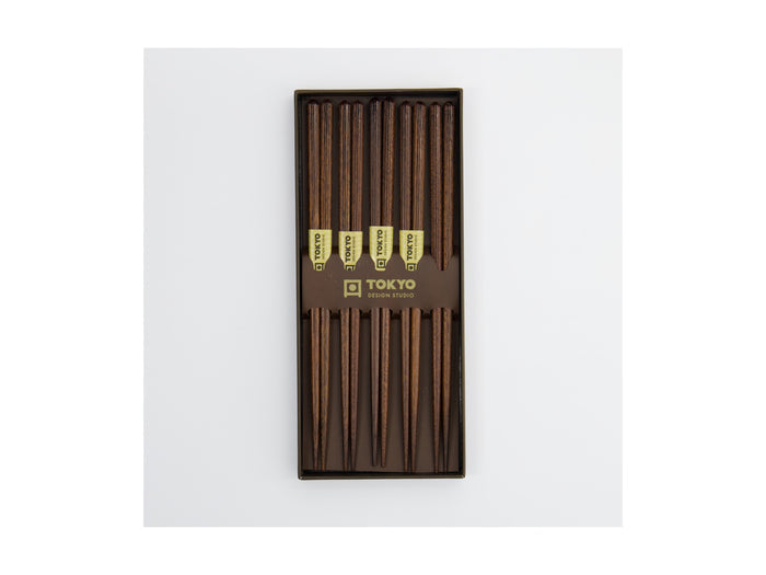 Tokyo Design Chopstick Gift set 5pc Dark Brown Gift Boxed