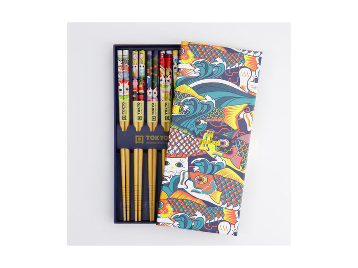 Tokyo Design Chopstick Giftset 5pc Lucky & Koinobori Gift Boxed