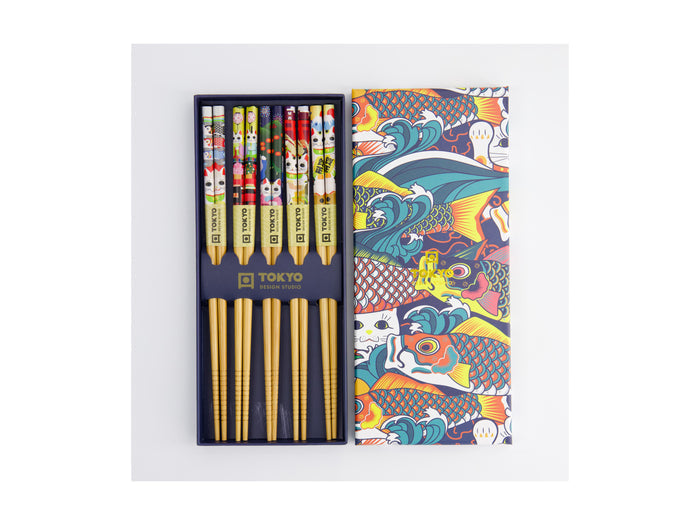 Tokyo Design Chopstick Giftset 5pc Lucky & Koinobori Gift Boxed