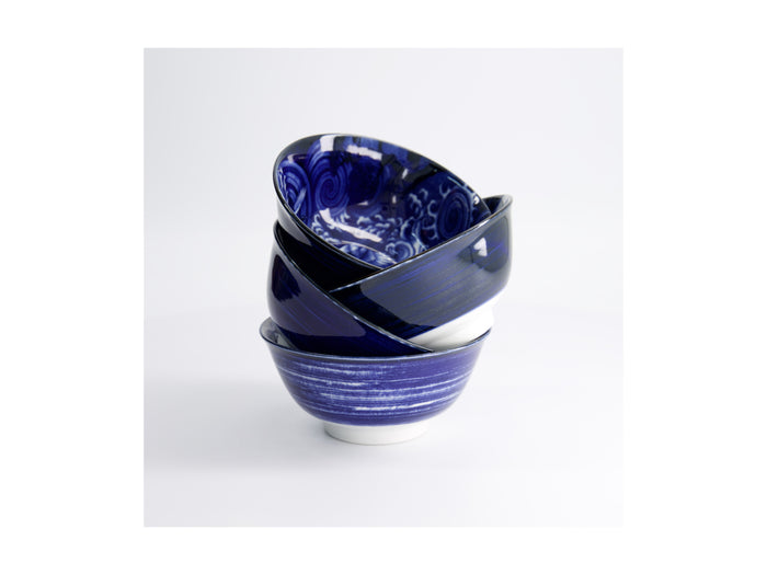 Tokyo Design Japonism Mixed Bowl 4pc Giftset - 14cm Blue - Gift Boxed - Made In Japan