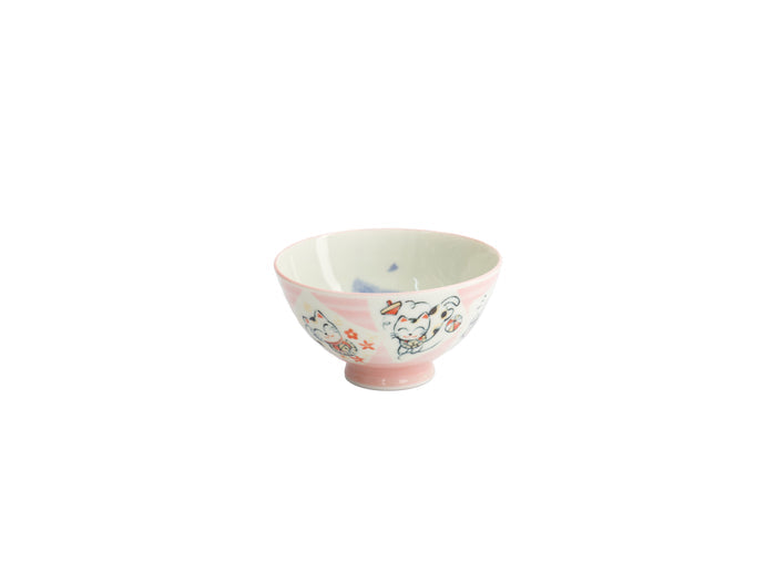 Tokyo Design Kawaii Rice Bowl 11.5x6cm Cat Neko - Card Pink