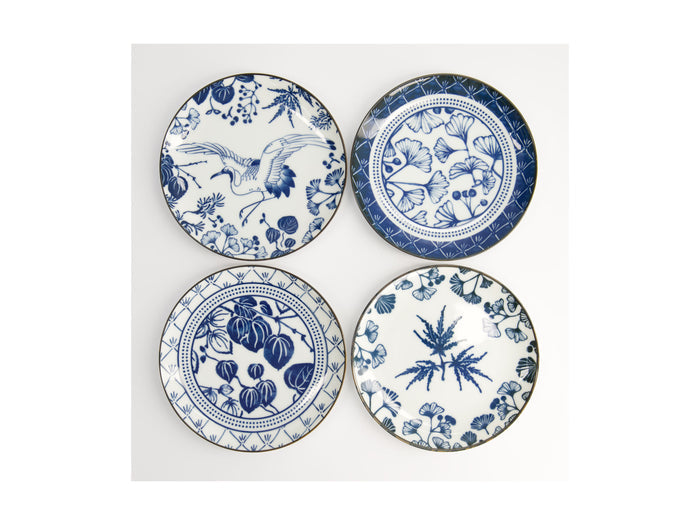 Tokyo Design Studio Flora Japonica Plate 4pc Giftset - 16cm Mixed - Gift Boxed - Made In Japan