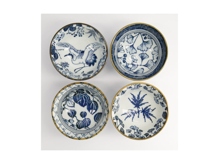 Tokyo Design Studio Flora Japonica Rice Bowl 4pc Giftset -12cm Mixed - Gift Boxed - Made In Japan