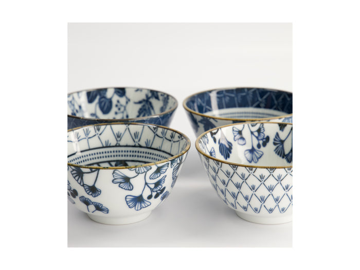 Tokyo Design Studio Flora Japonica Rice Bowl 4pc Giftset -12cm Mixed - Gift Boxed - Made In Japan