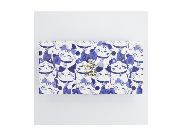 Tokyo Design Studio Kawaii Cat Neko Bowl 2pc With Chopsticks - Blue Cat - Gift Boxed - Made In Japan