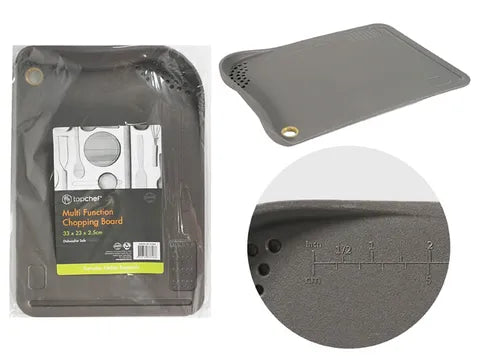 Top Chef Multi Function Chopping Board - Black - 33x23x2.5cm