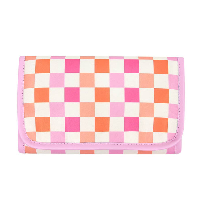 Travel Jewelry Roll Bag | Checkered