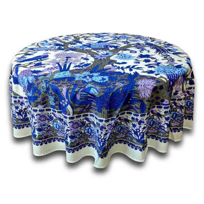 Tree of Life Tablecloth for Square Tables Cotton Floral Tablecloth Round 72 Inch - Sweet Us