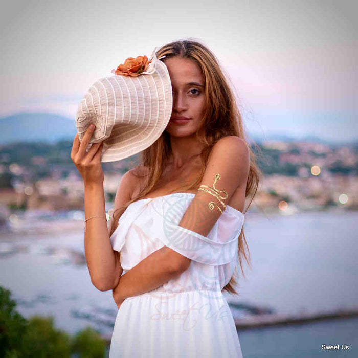 Upper Arm Bracelet for Women, Gold Tone Adjustable Chic Snake Armband Armlet - Sweet Us