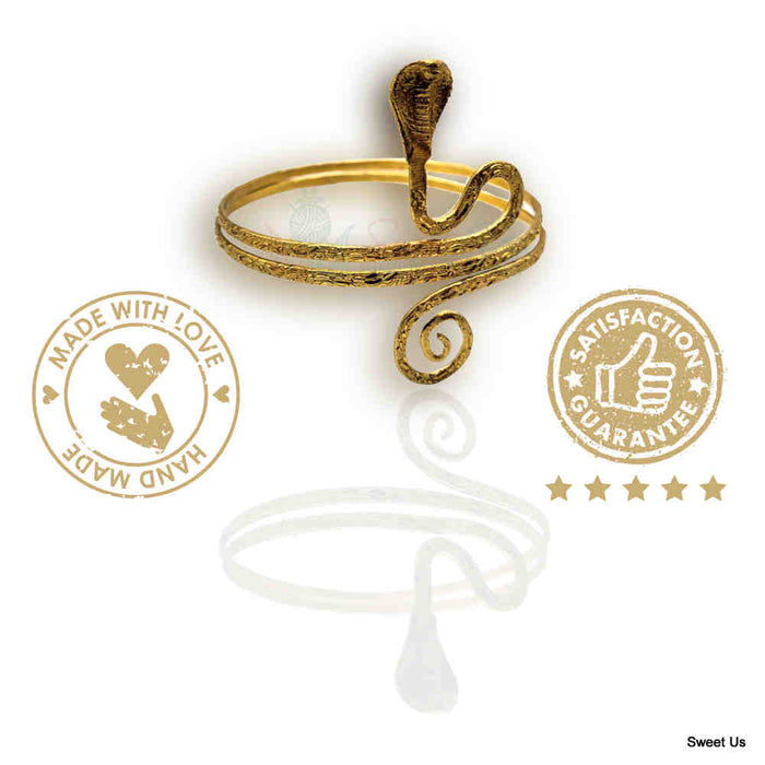 Upper Arm Bracelet for Women, Gold Tone Adjustable Chic Snake Armband Armlet - Sweet Us