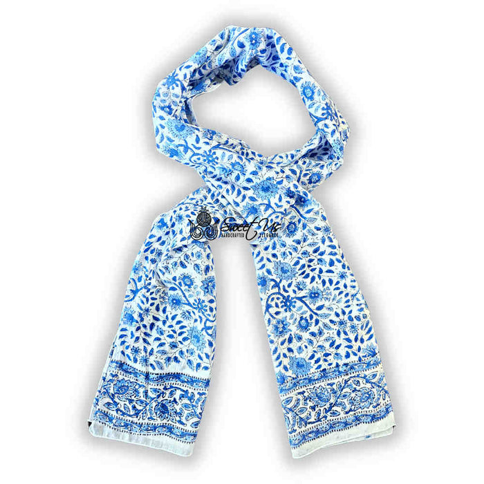Vervaine Lightweight Floral Cotton Long Scarf — Blueveil - Sweet Us