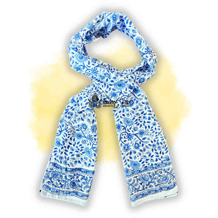 Vervaine Lightweight Floral Cotton Long Scarf — Blueveil - Sweet Us