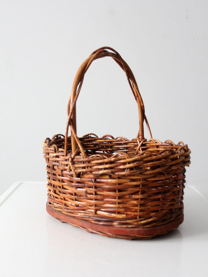 vintage wicker handle basket
