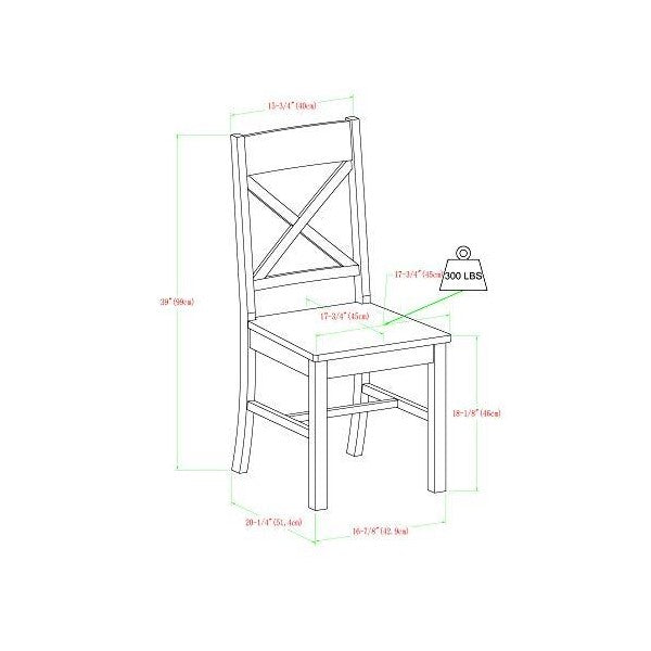 Walker Edison 18" Antique Brown Solid Wood Farmhouse Dining Chairs -Set of 2