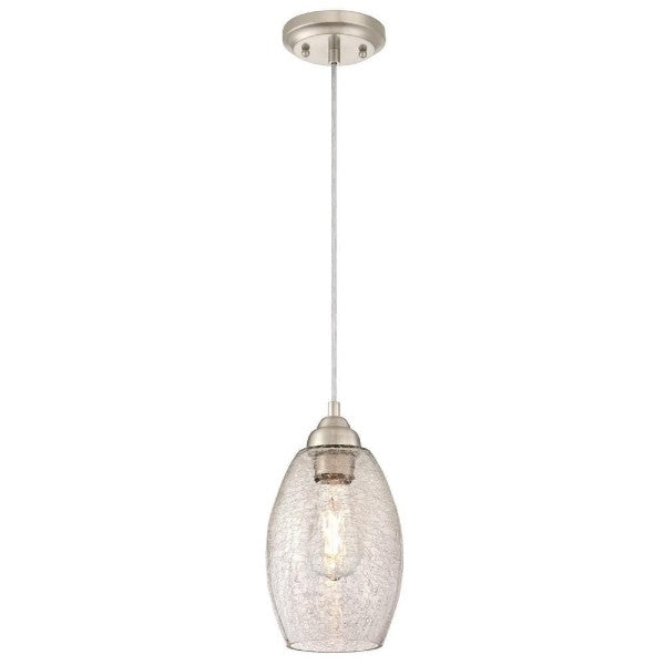 Westinghouse Lighting 62" Brushed Nickel Indoor Mini Pendant w/ Clear Crackle Glass
