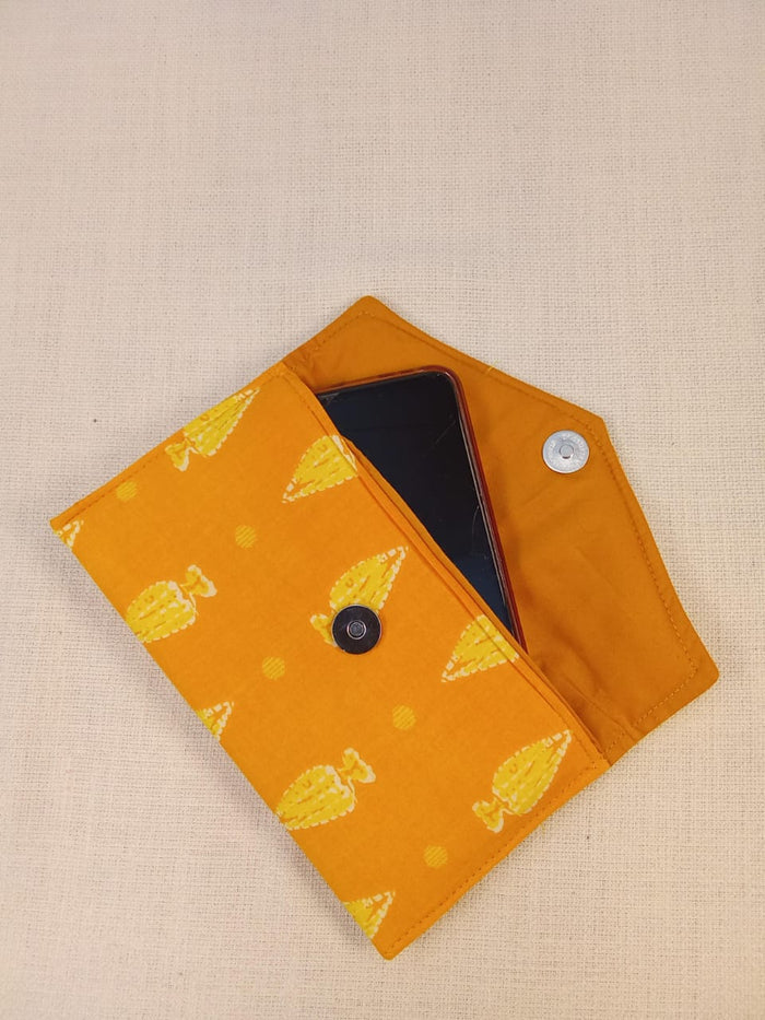 Yellow Block Print Clutch & Scrunchie Everyday Carry Set